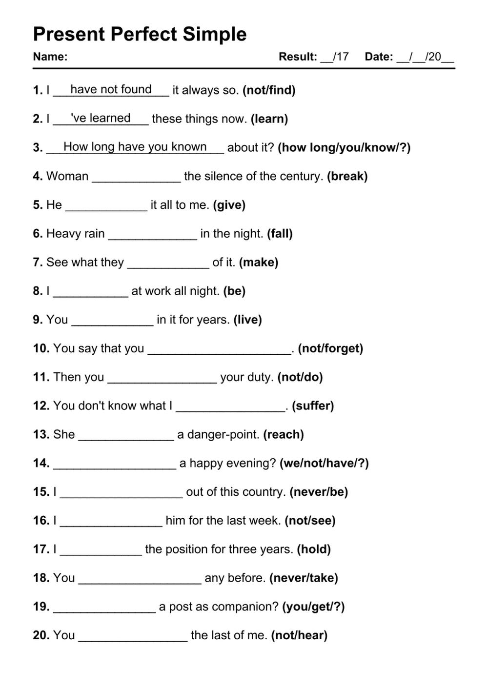 present perfect tense pdf present perfect tense pdf