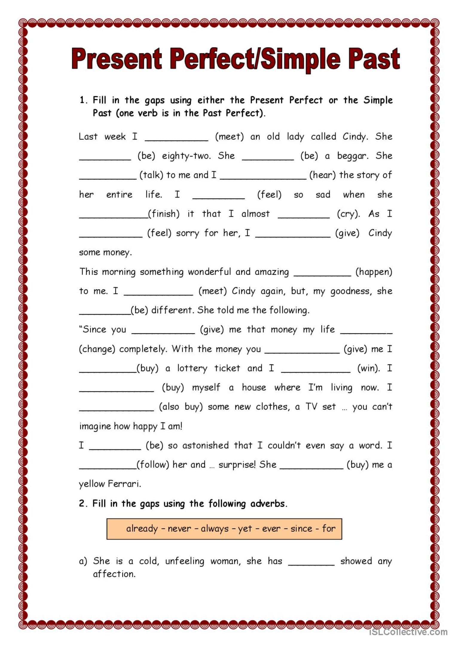 present perfect and past simple exercises present perfect and past simple exercises