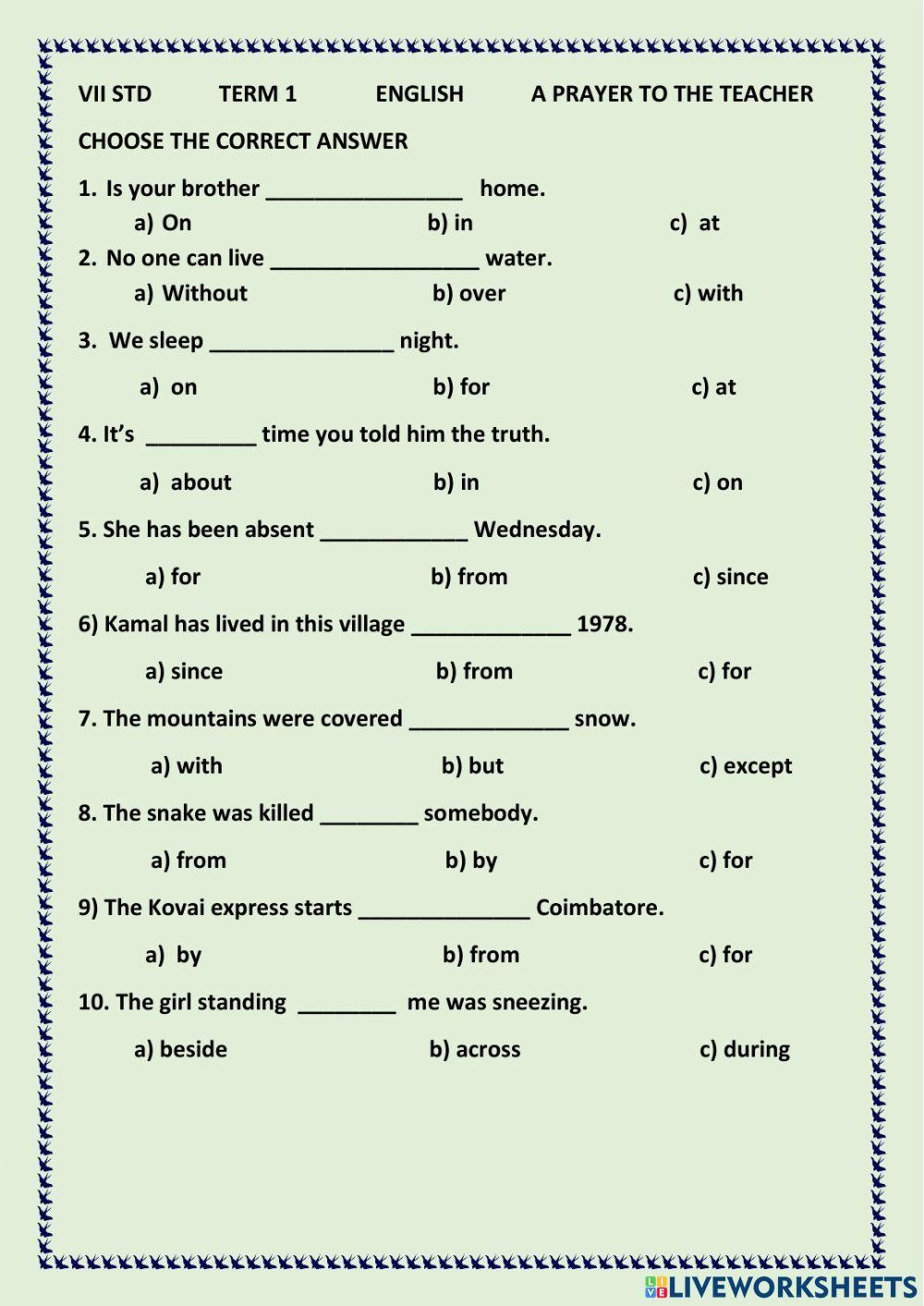 free exercise on english grammar