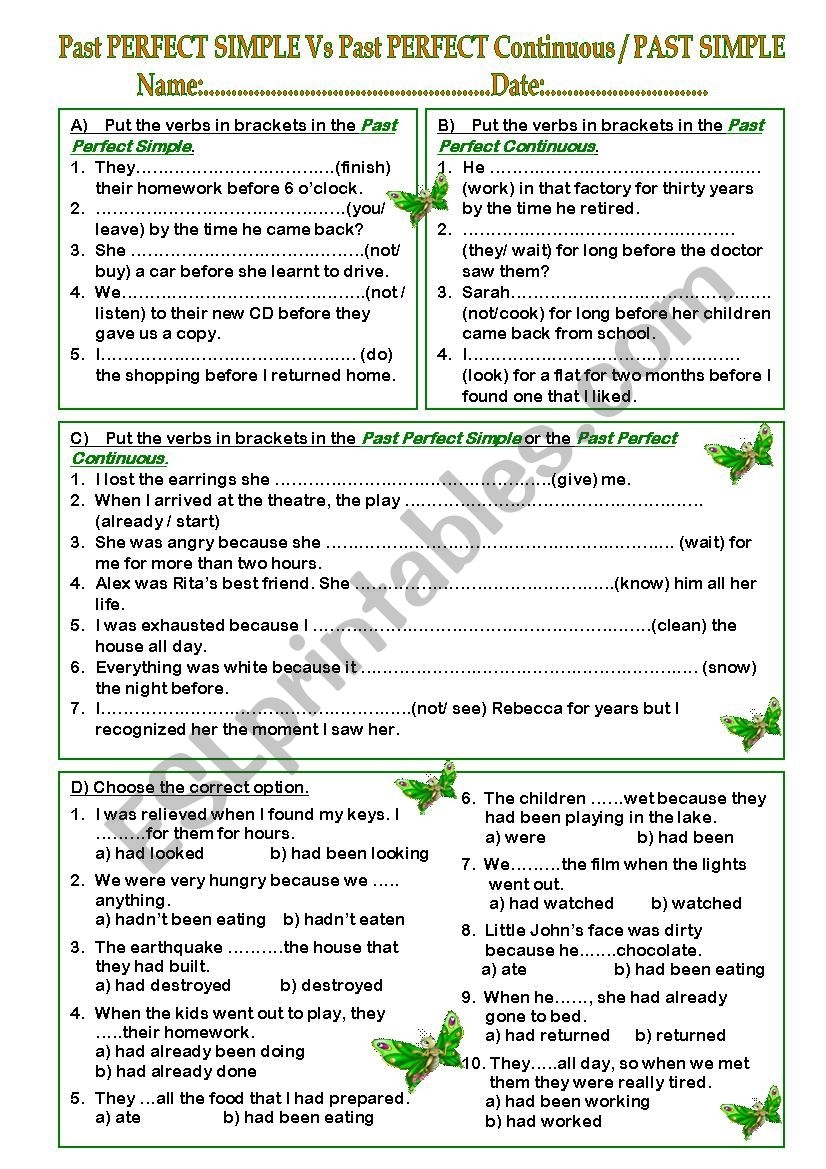 past perfect and simple past