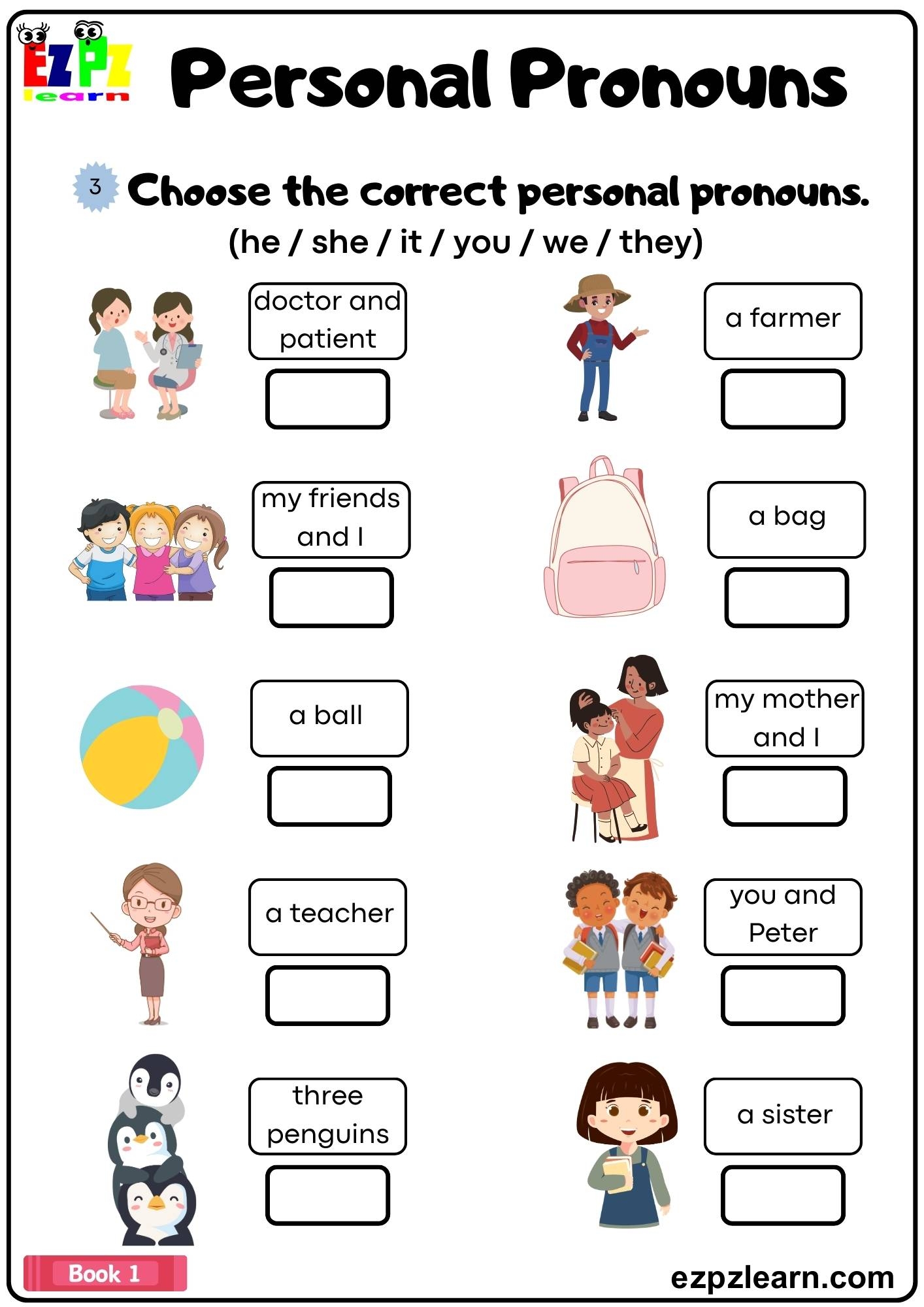 Personal Pronouns Choose The Correct Pronouns Grammar Worksheet 
