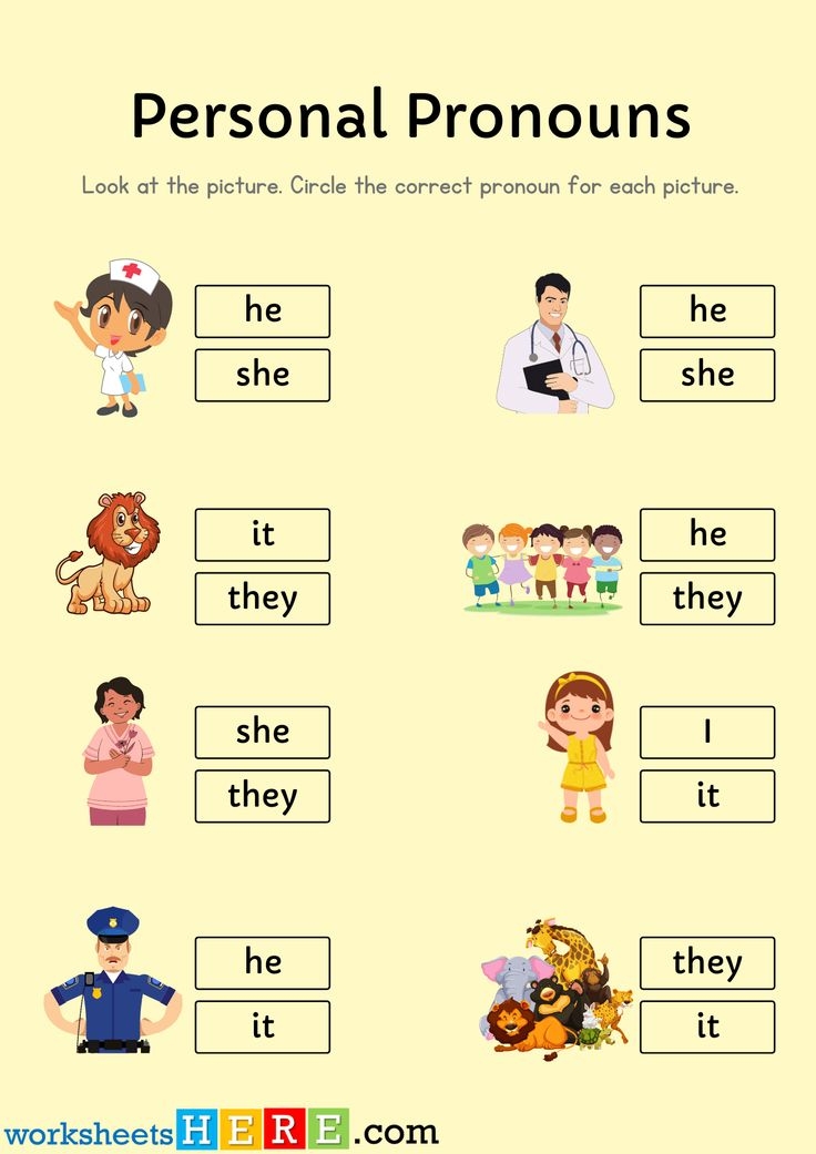 Personal Pronouns Exercises With Pictures He She It They Personal 