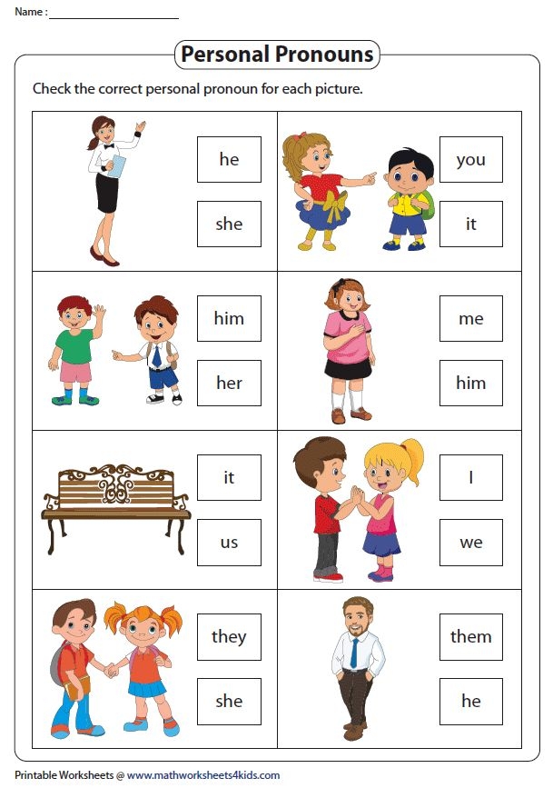 Personal Pronouns Worksheets English Lessons For Kids