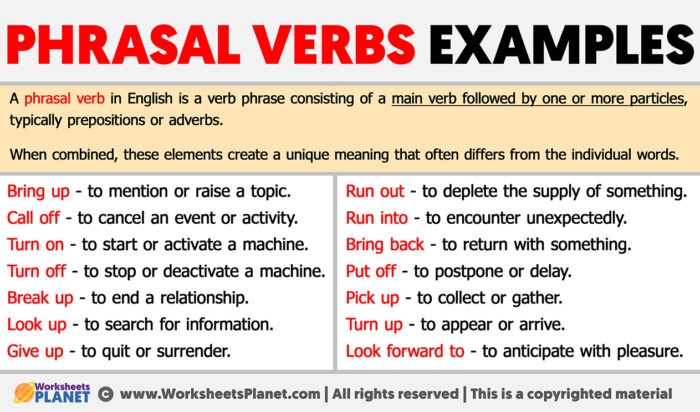 Phrasal Verbs Examples