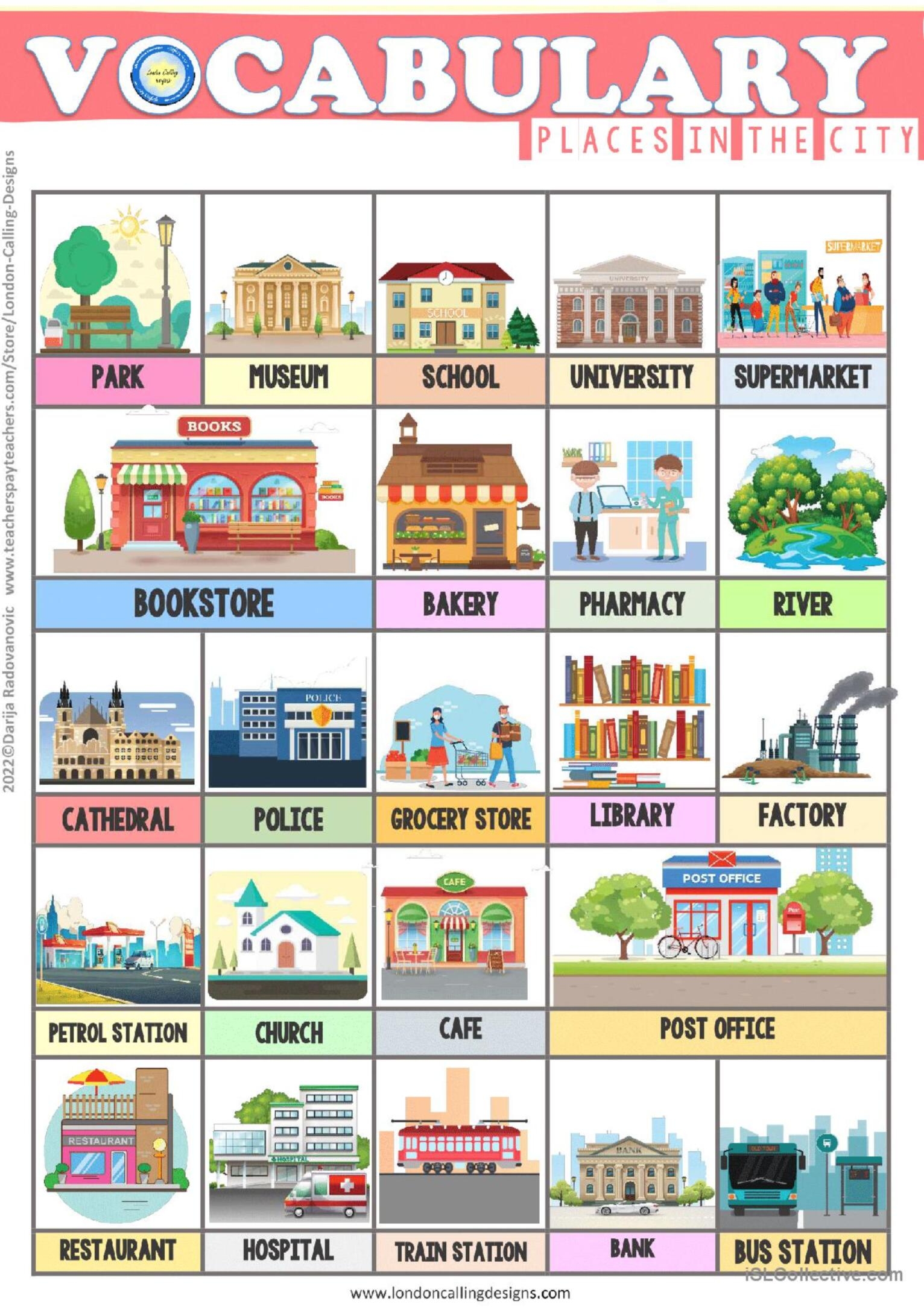 Places In The City Vocabulary English ESL Worksheets Pdf Doc