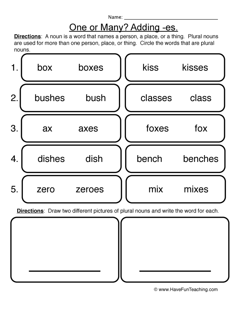 Plural Noun Adding ES Worksheet Have Fun Teaching