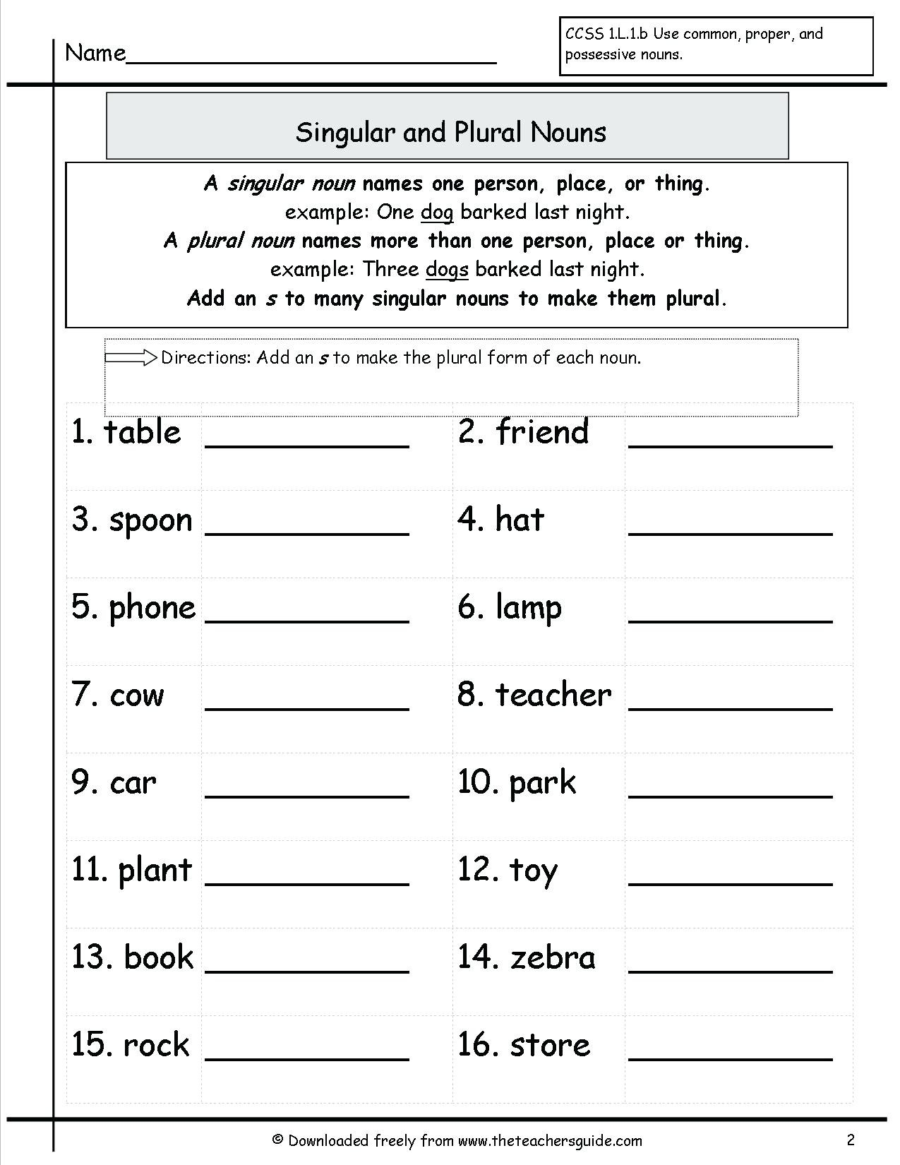 nouns and plural nouns
