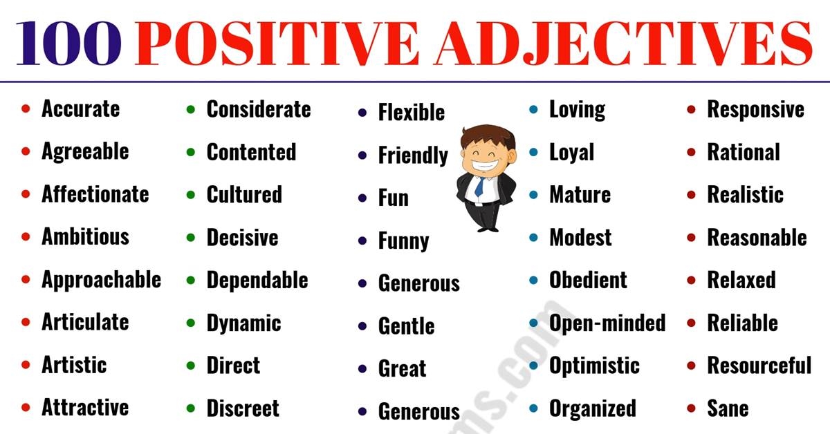 Positive Adjectives 270 Nice Positive Adjectives From A Z ESL Forums
