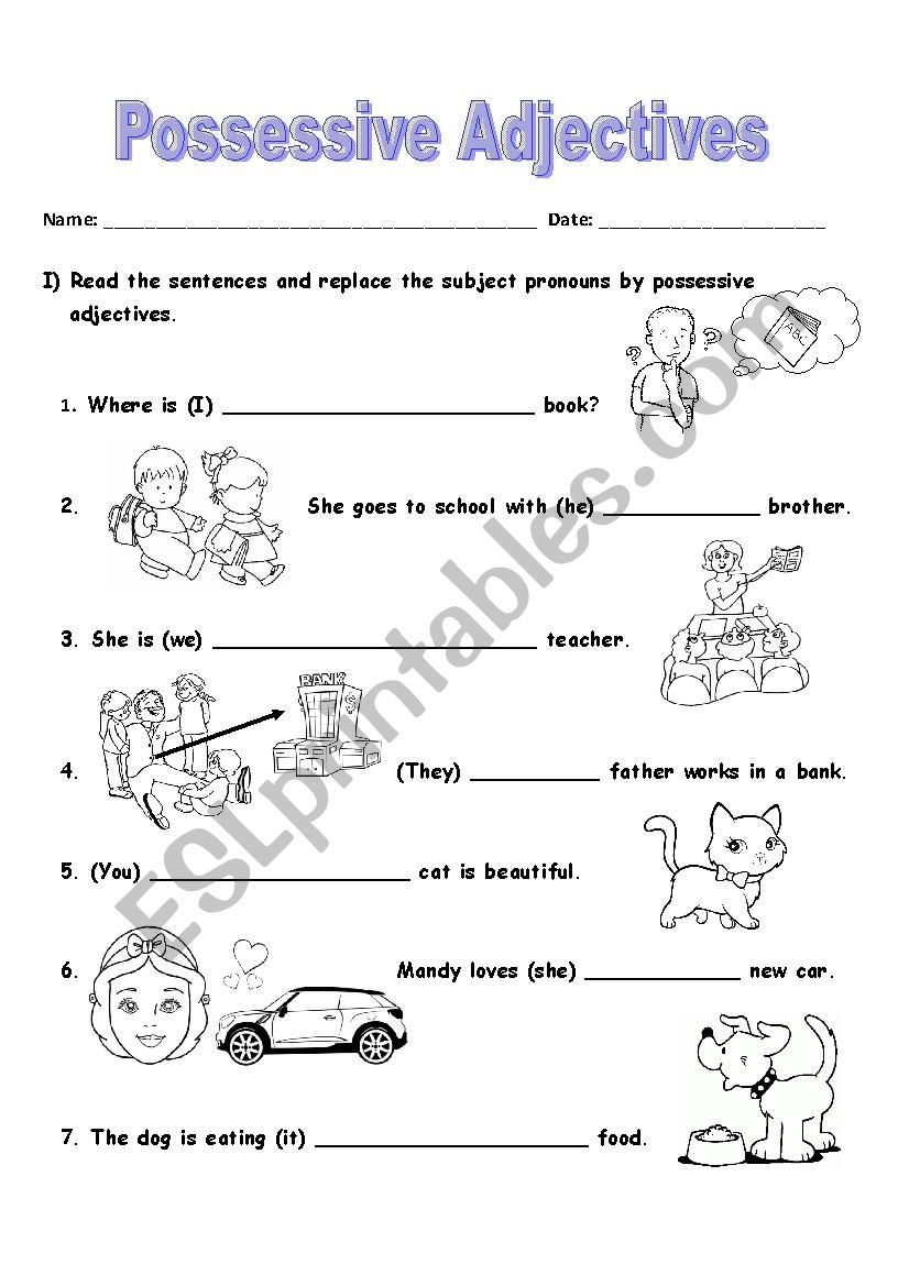 Possessive Adjectives Handout ESL Worksheet By Deidalia