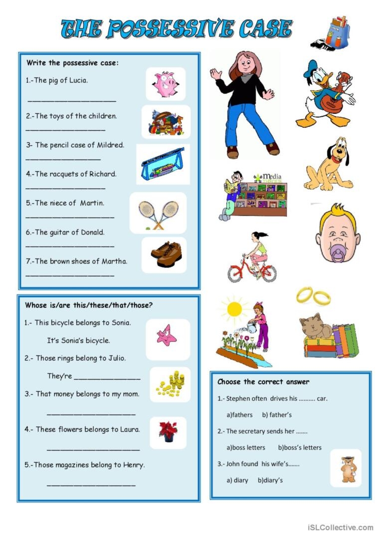 POSSESSIVE CASE English ESL Worksheets Pdf Doc