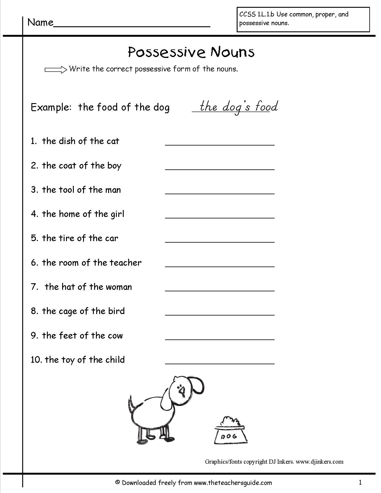 Possessive Noun And Pronoun Worksheets
