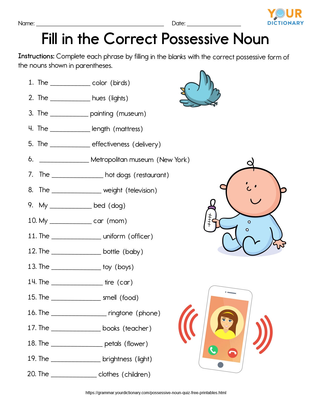 Possessive Noun Quiz Free Printables Possessive Nouns Nouns The Best 