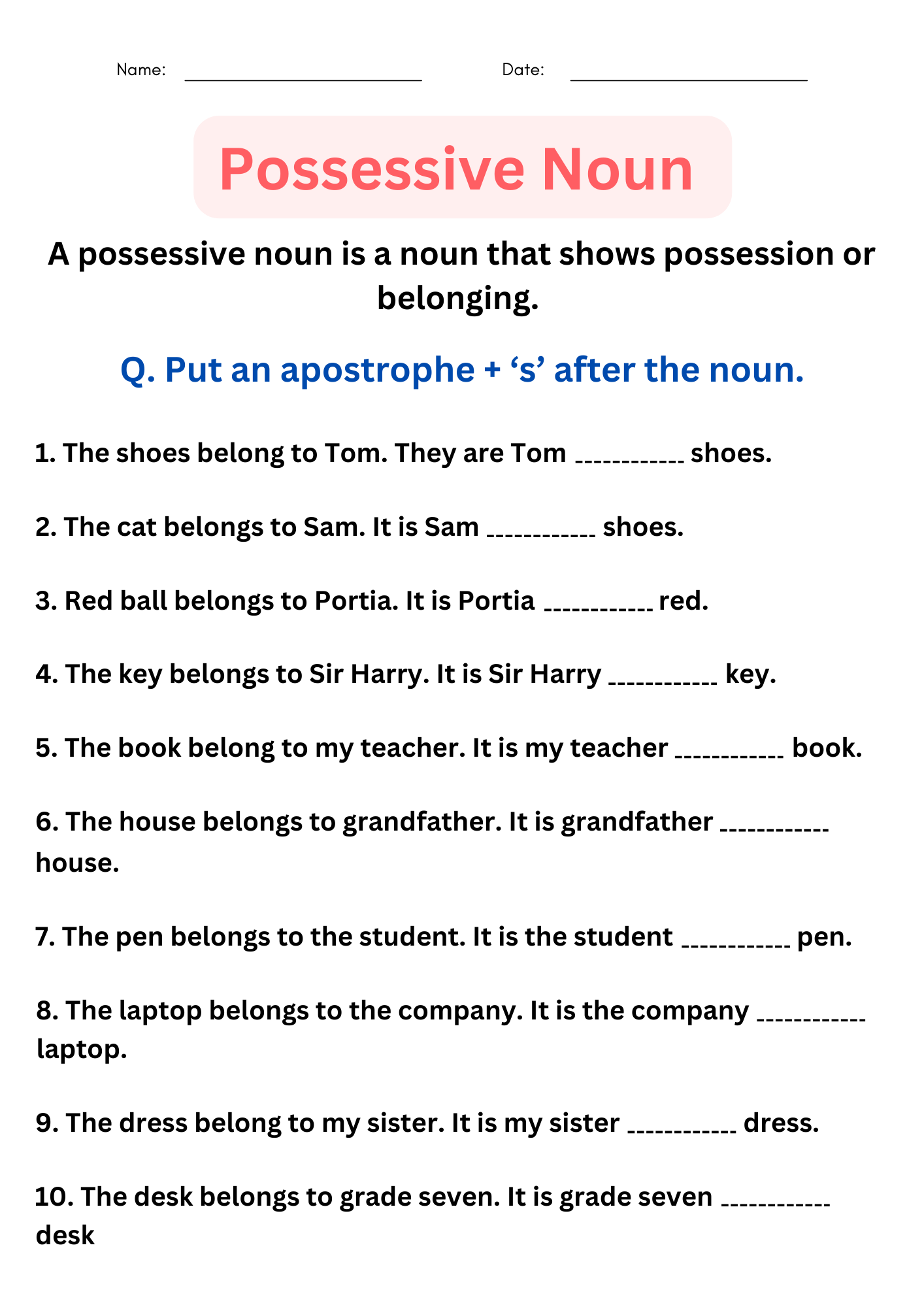 plural nouns and possessive nouns