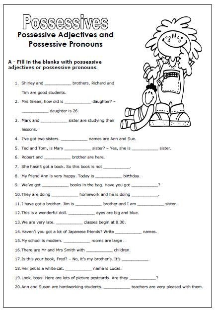 Possessive Pronoun Worksheet Grade 4