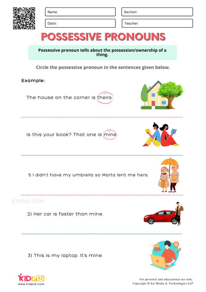 possessive pronoun worksheet possessive pronoun worksheet