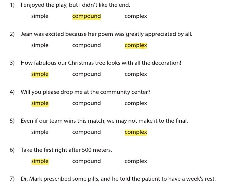 Practice 2 Simple Compound Complex Sentences PDF Worksheets Library