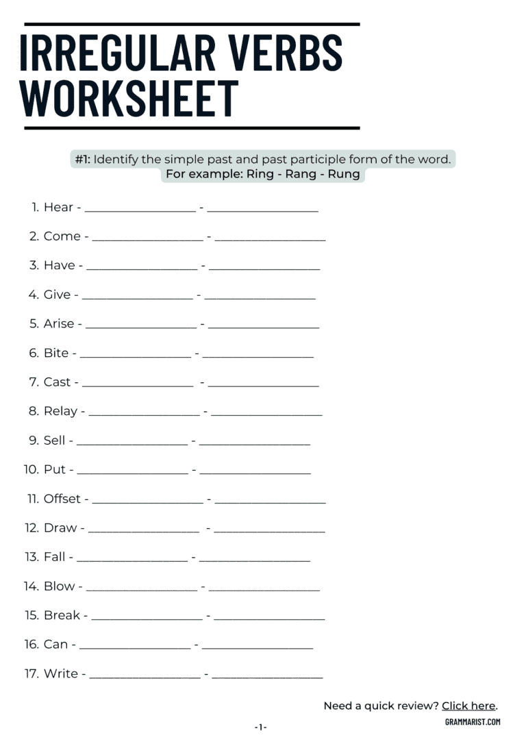 grammar practice sheets
