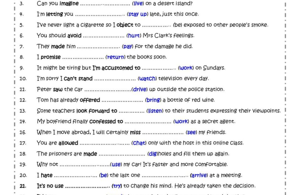 Practising Gerunds Infinitives Gen English ESL Worksheets Pdf Doc