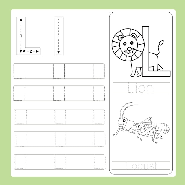 Premium Vector Illustration Of L Exercise Az Cartoon Vocabulary Animal