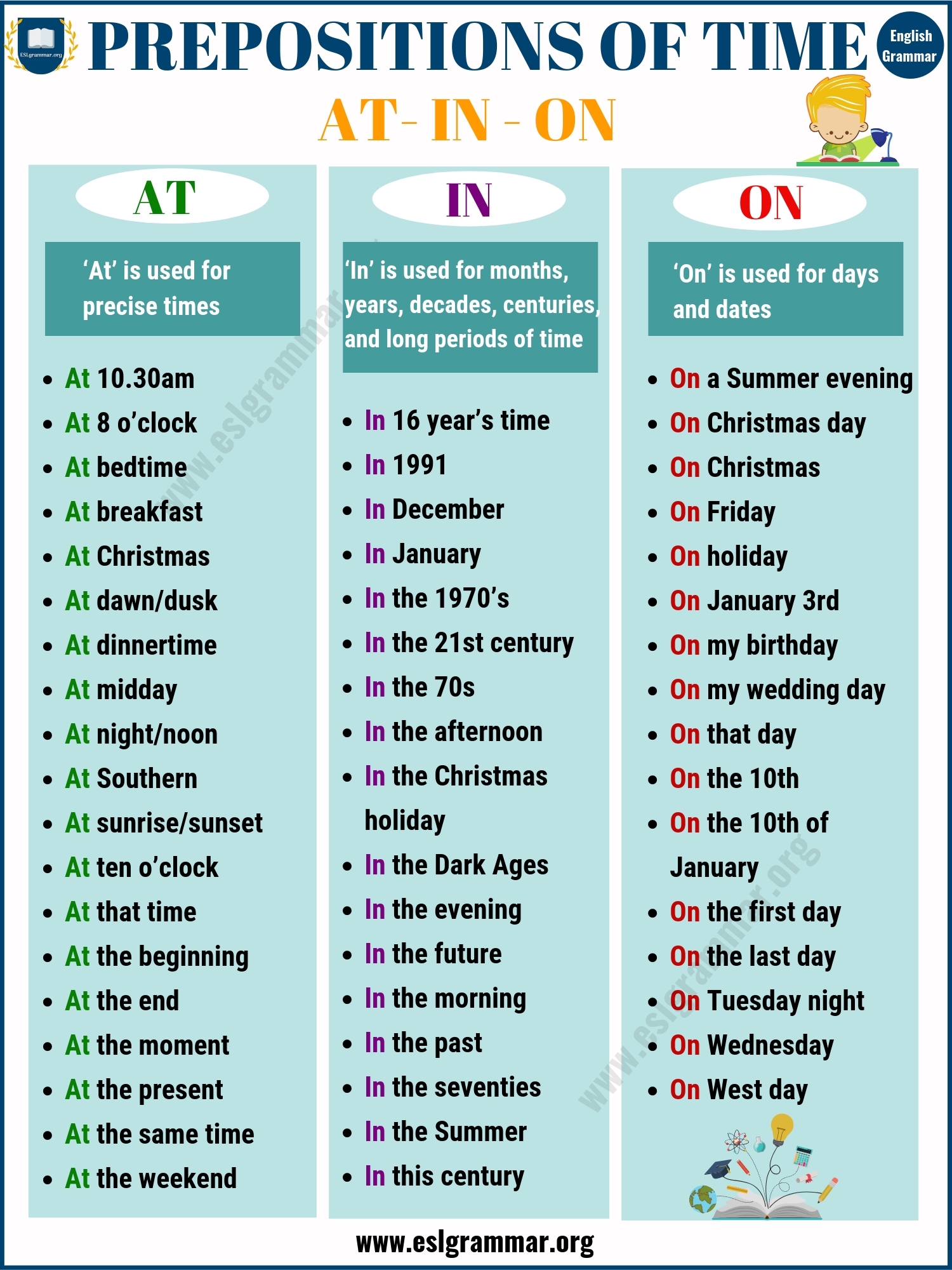 Preposition Of Time 50 Useful Examples Of Prepositions Of Time AT IN 