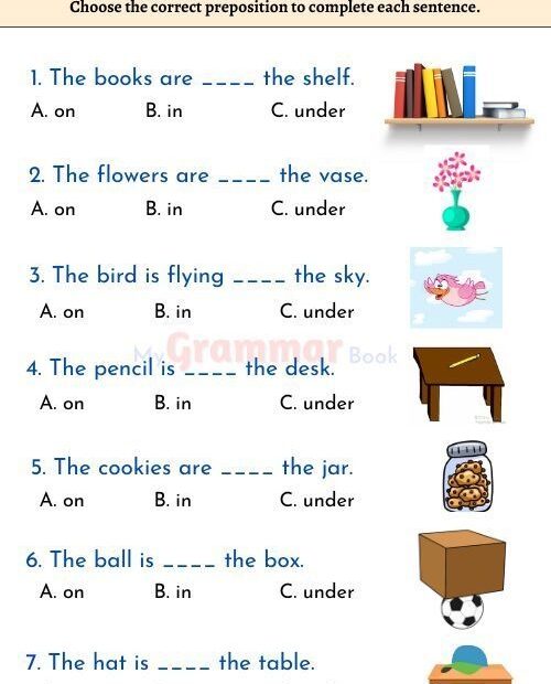 Preposition Worksheet For Class 2 Preposition Worksheets