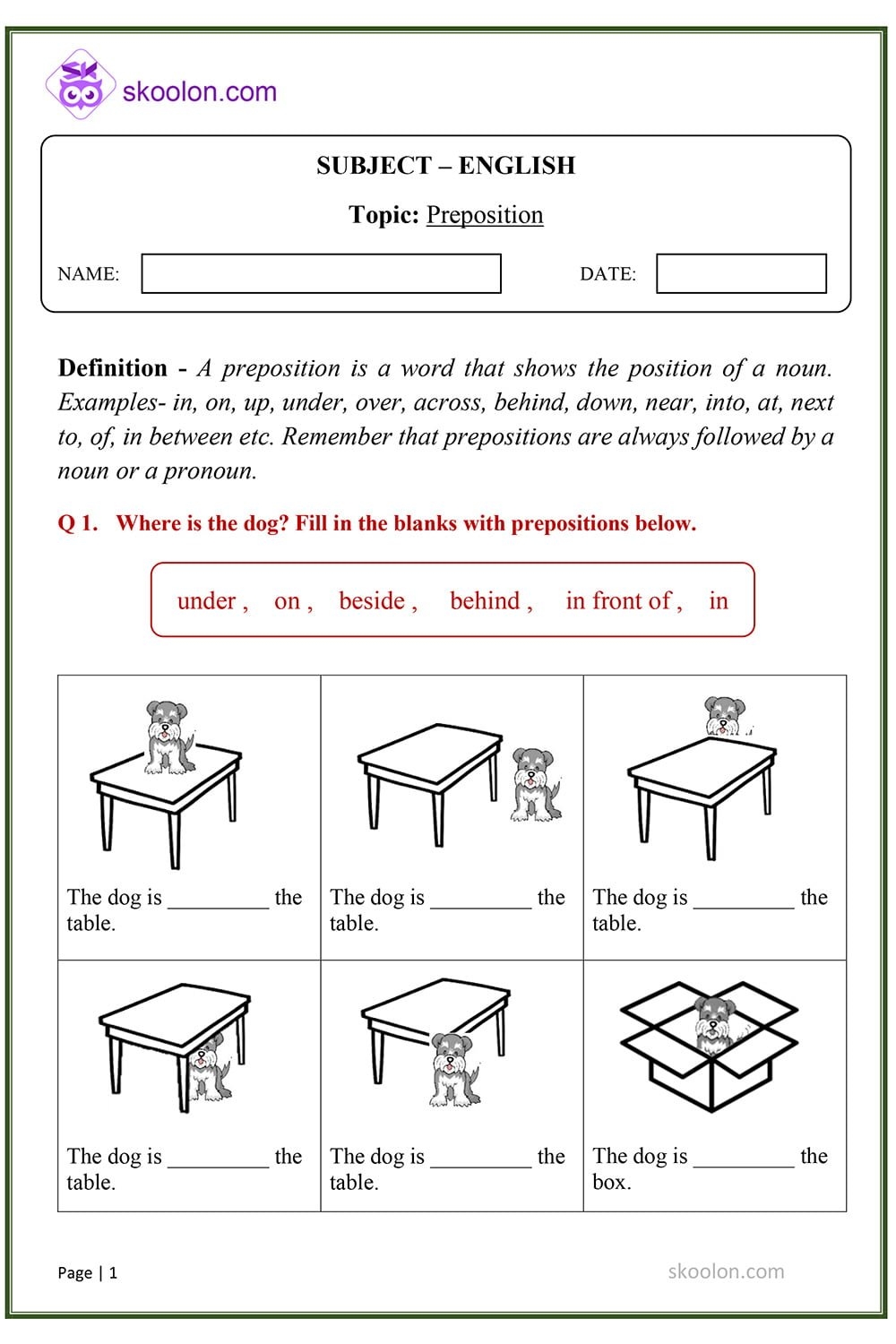 english grammar preposition pdf