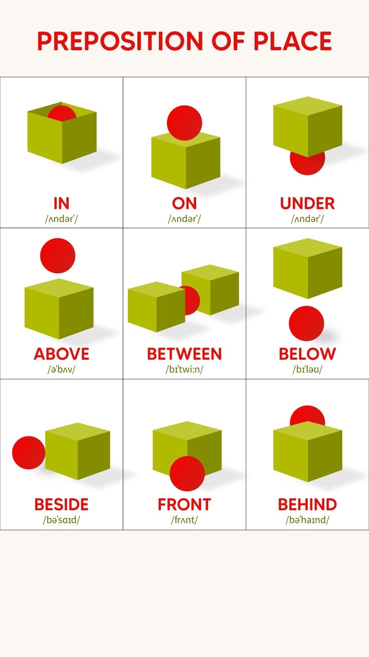 Prepositions Of Place english word English Activities For Kids 