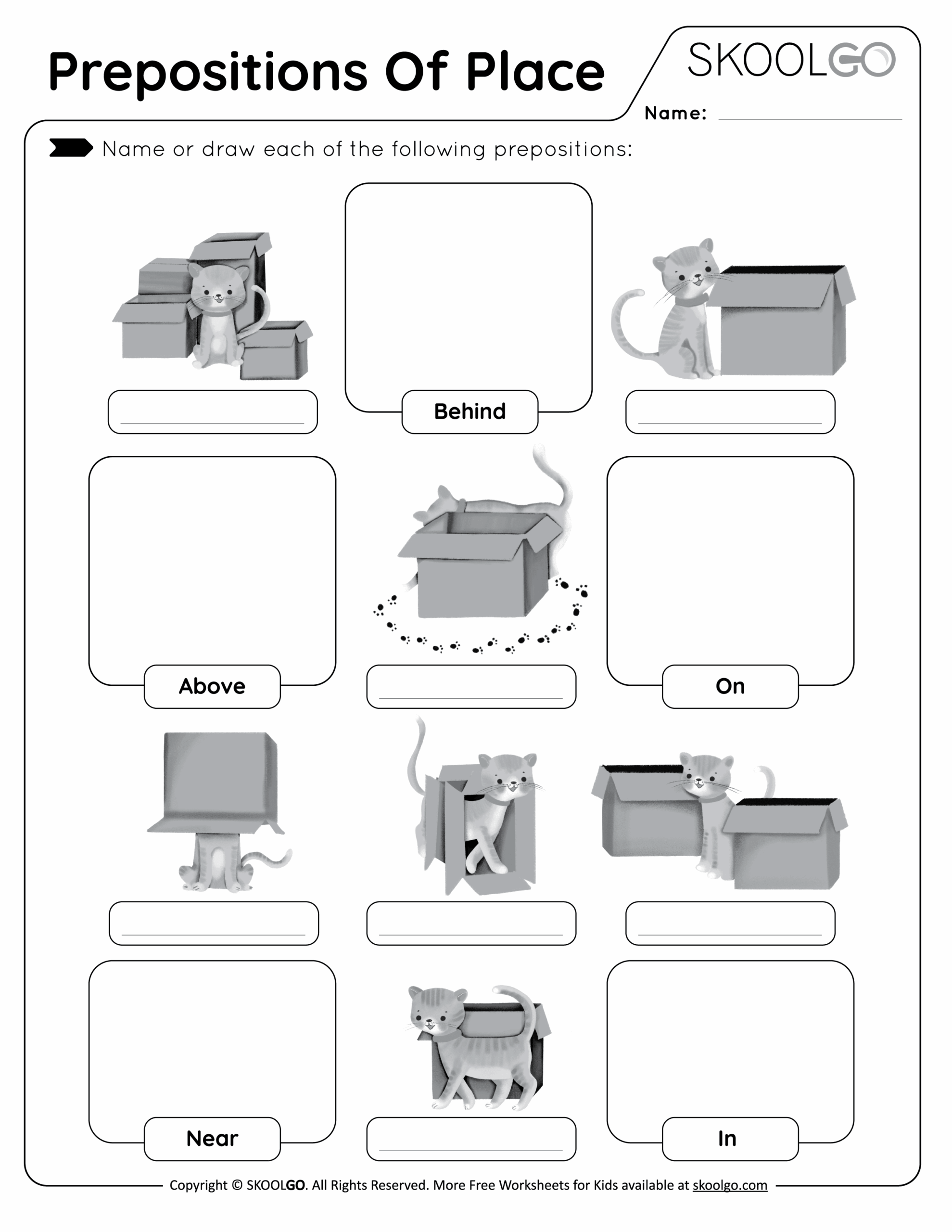 Prepositions Of Place Worksheet Kindergarten Free Printable 