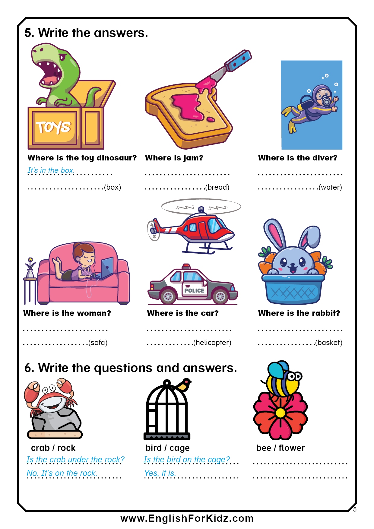Prepositions Worksheets