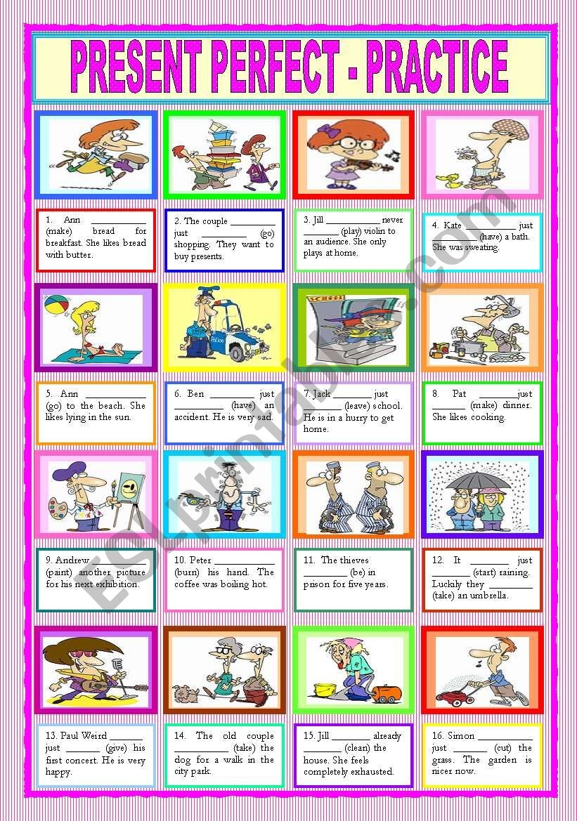 Present Perfect Practice Sheet