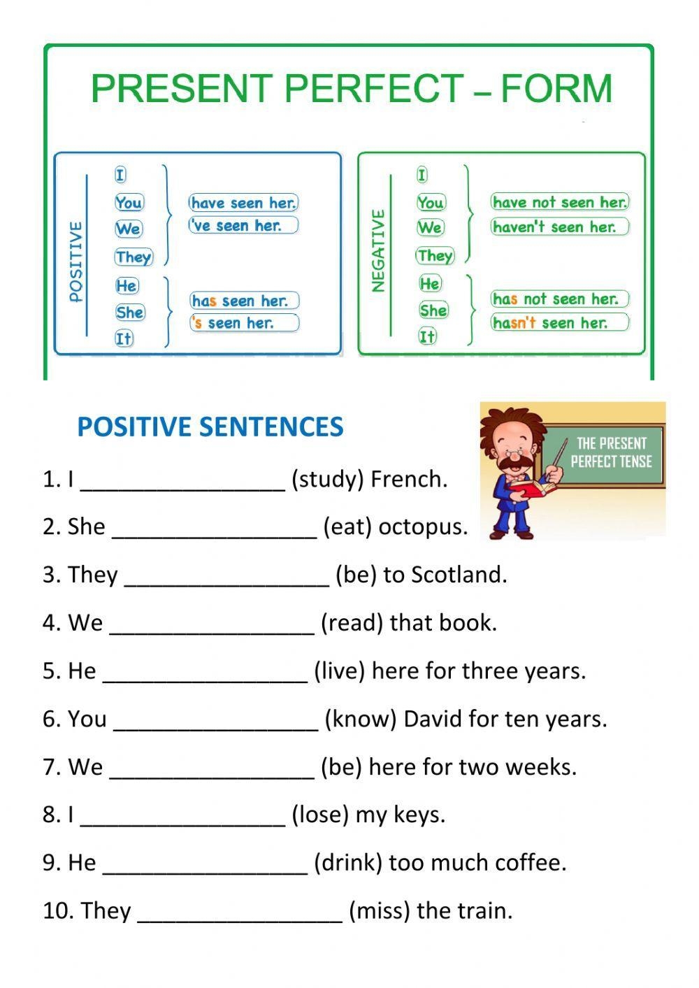Present Perfect Simple Positive And Negative Worksheet Live 