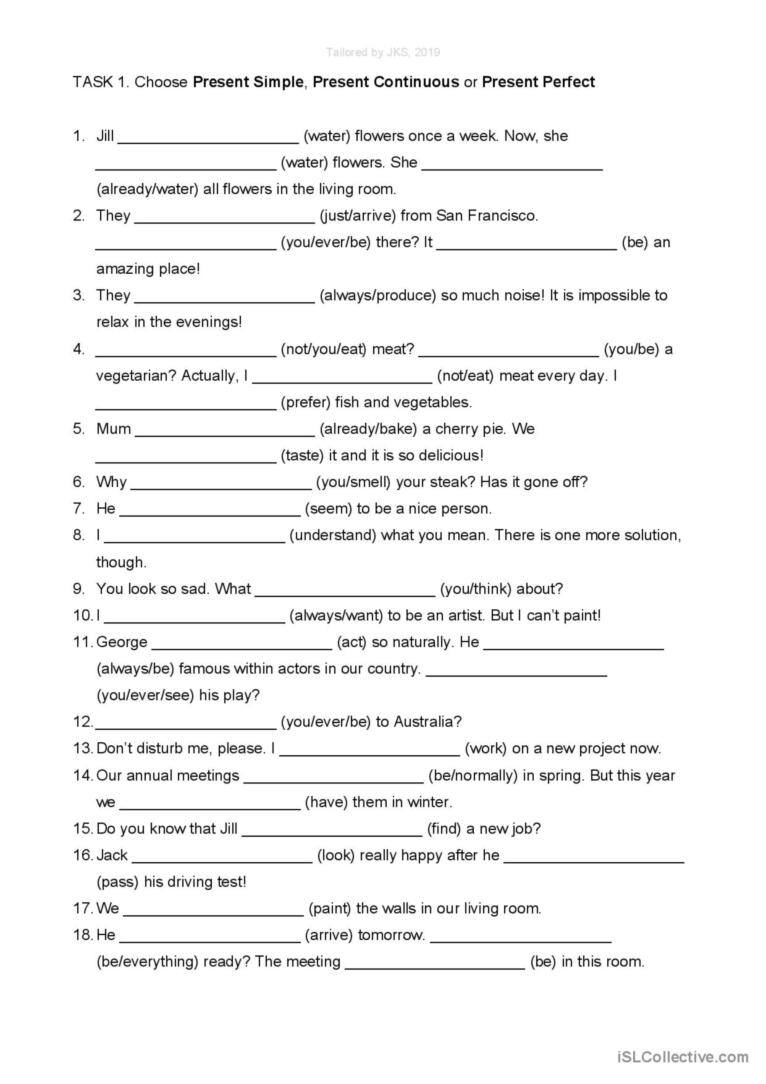 Present Perfect Simple Present Perfect Continuous Exercise Pdf 