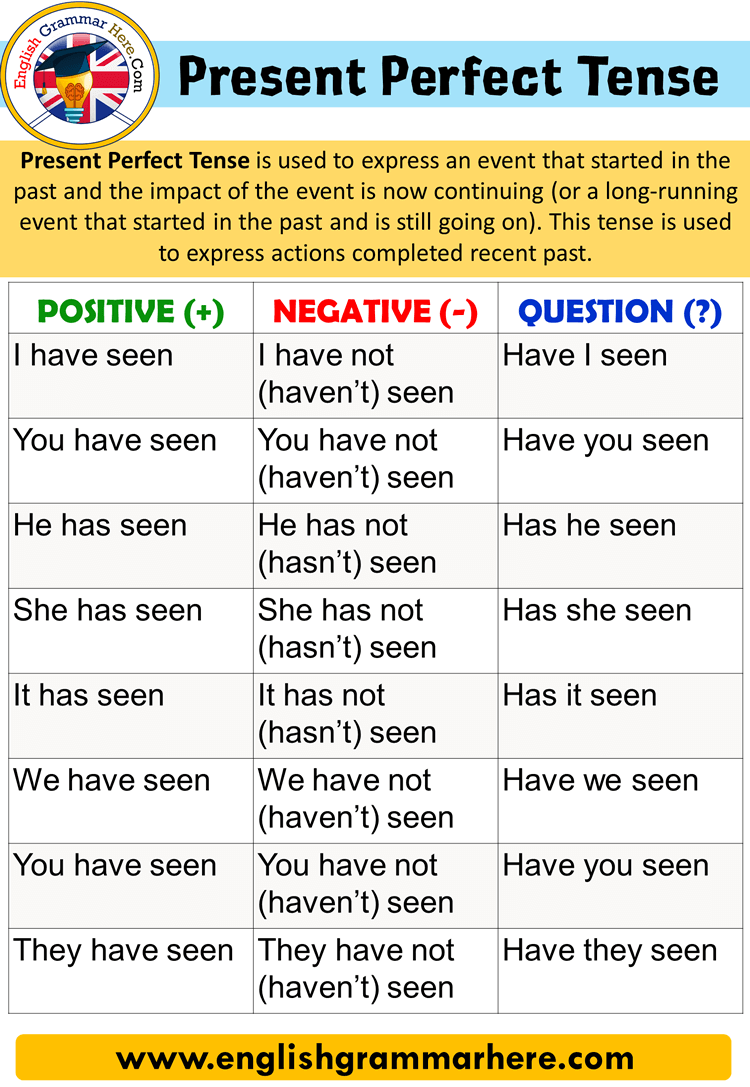 present perfect tense sample