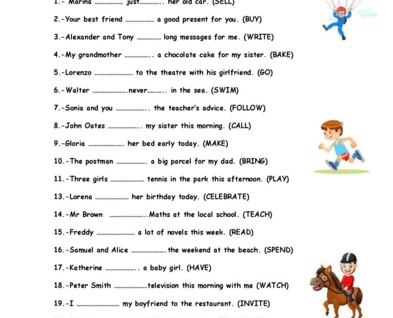 Present Perfect Tense Exercises Free Printable Present 52 OFF