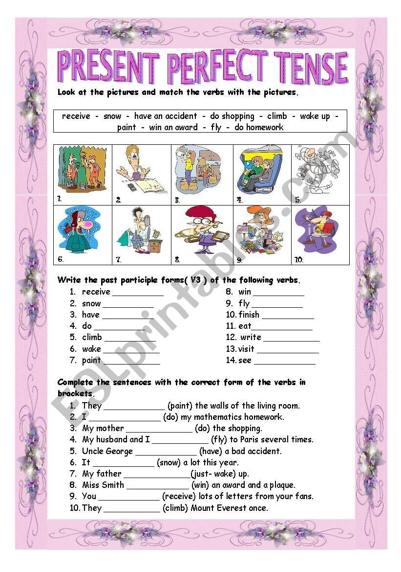 perfect present tense worksheet