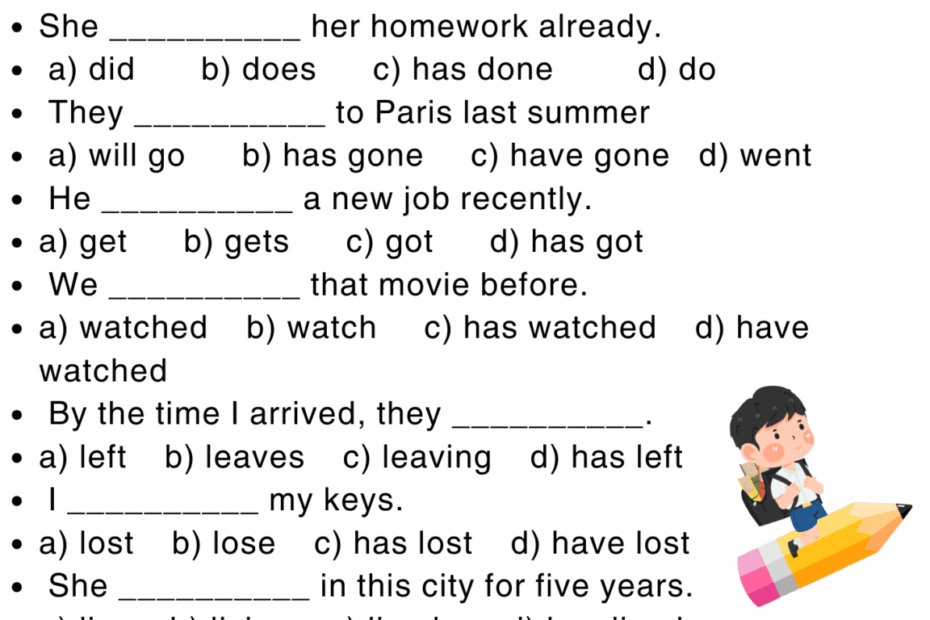 Present Perfect Tense Worksheets