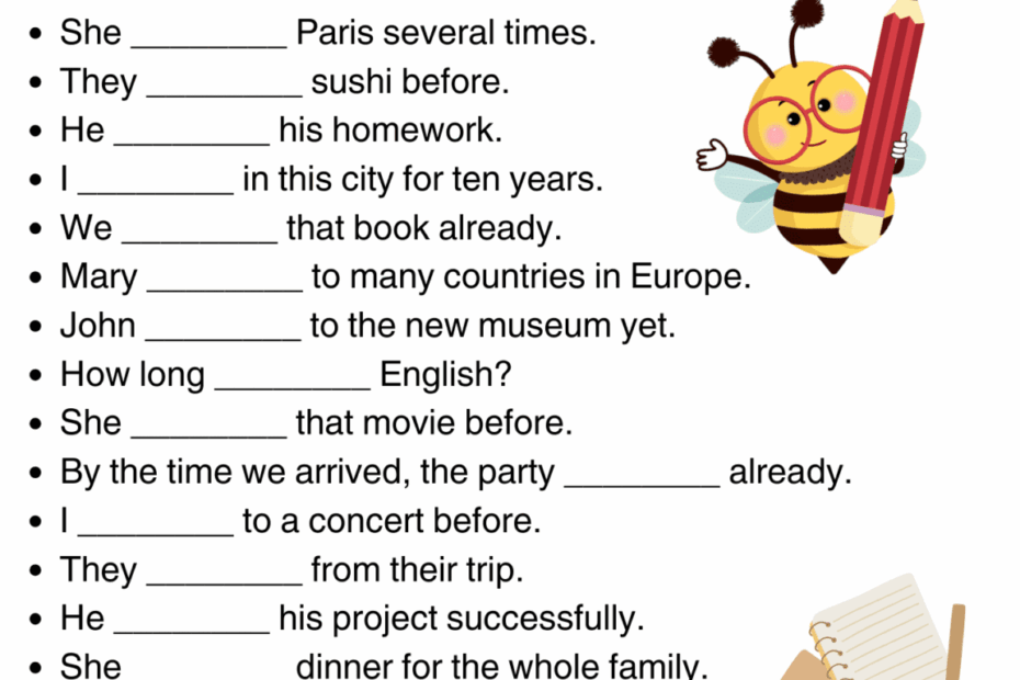 Present Perfect Tense Worksheets And Exercises With Answers