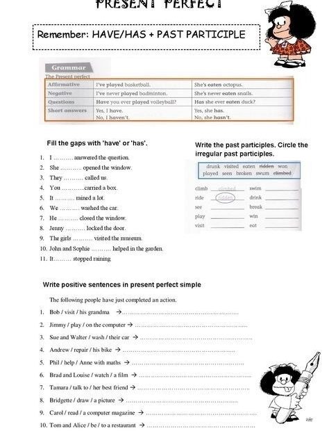Present Perfect Tense Worksheets Worksheets Master
