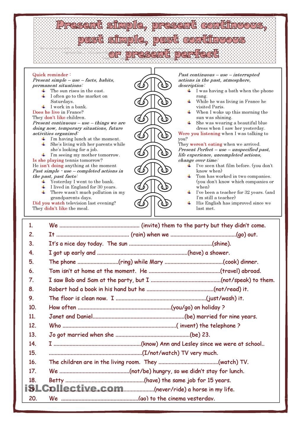 Present Perfect Vs Present Perfect Continuous Exercises Elem