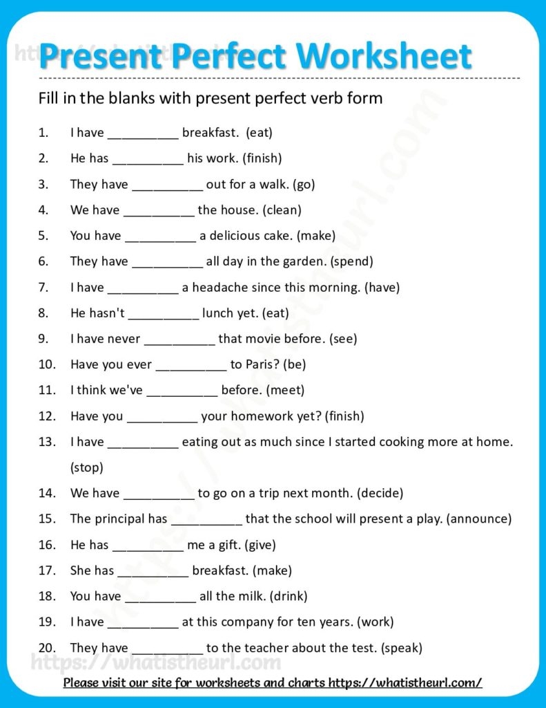 present perfect simple formula