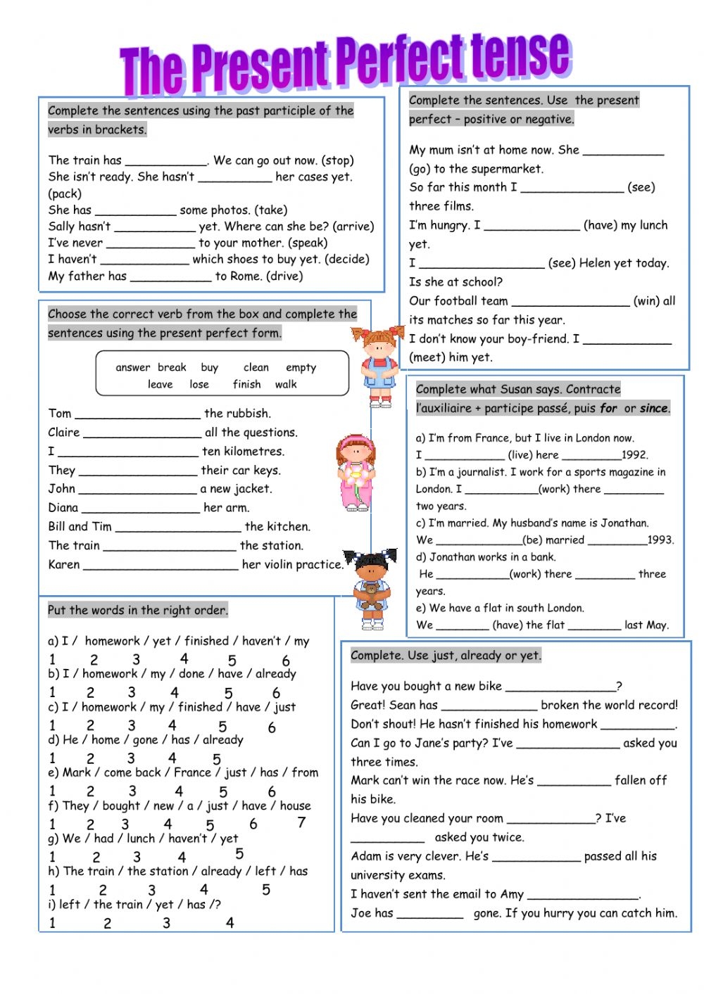 present perfect worksheets
