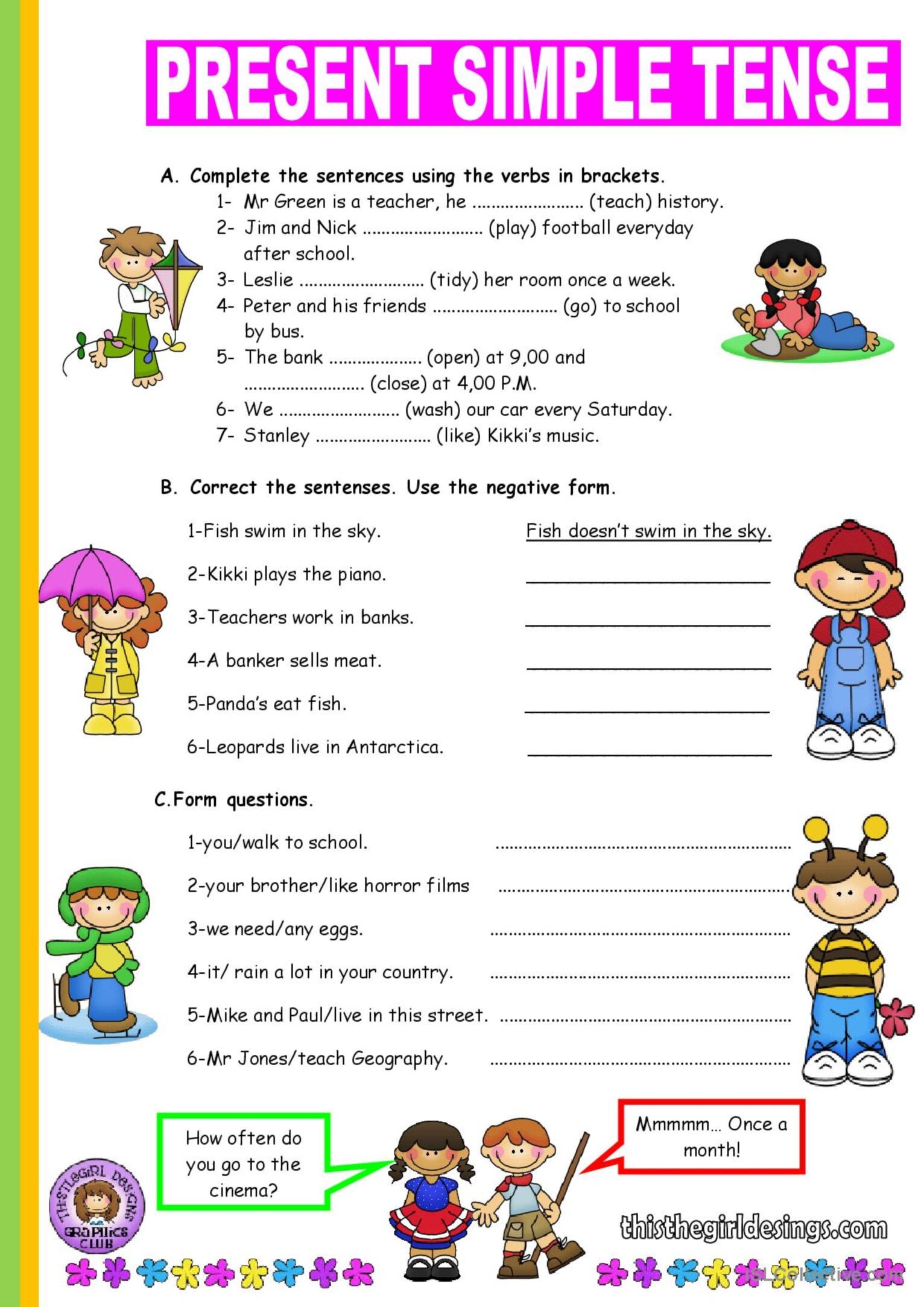 Present Simple English ESL Worksheets Pdf Doc