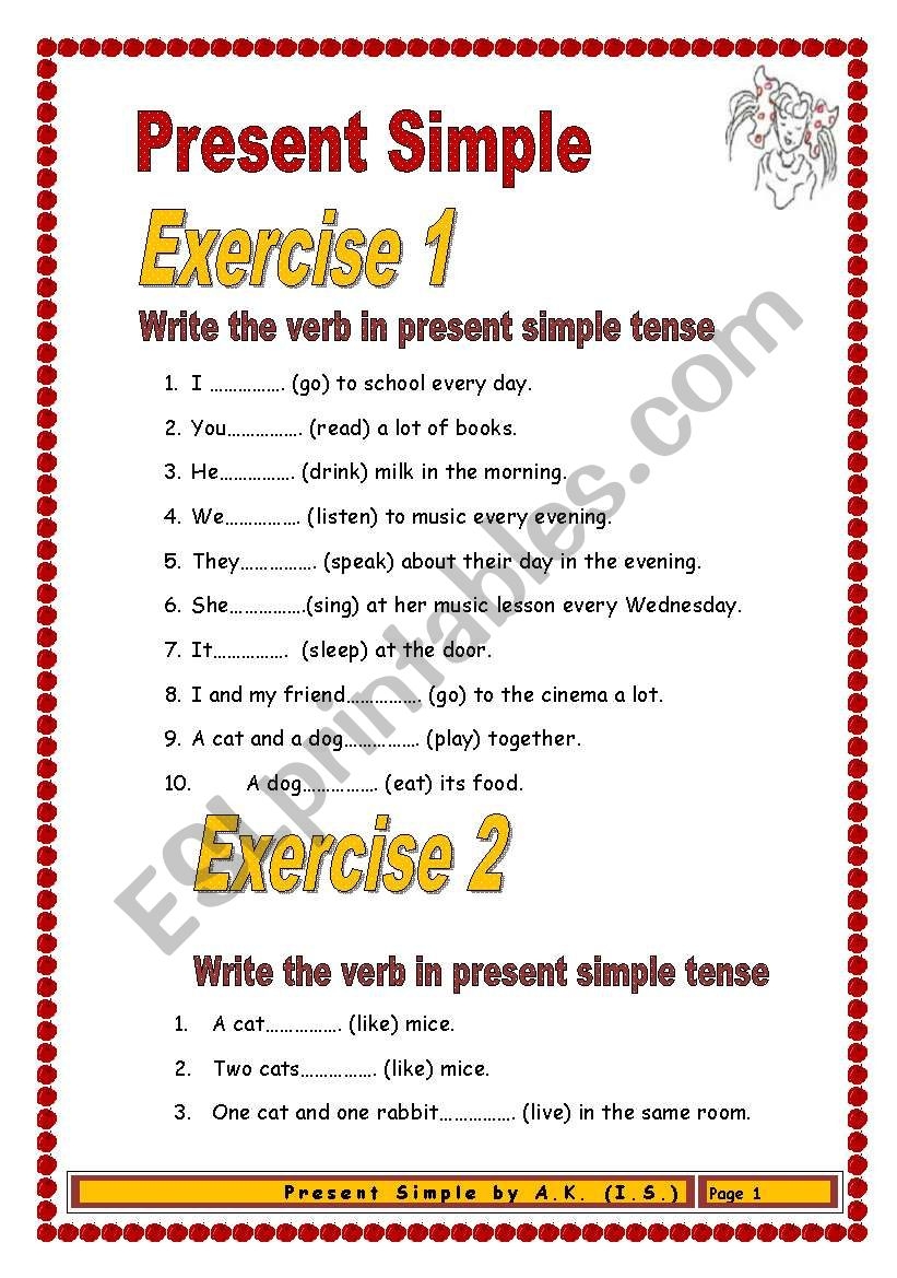 Present Simple Exercise Present Simple Vs Present Continuous