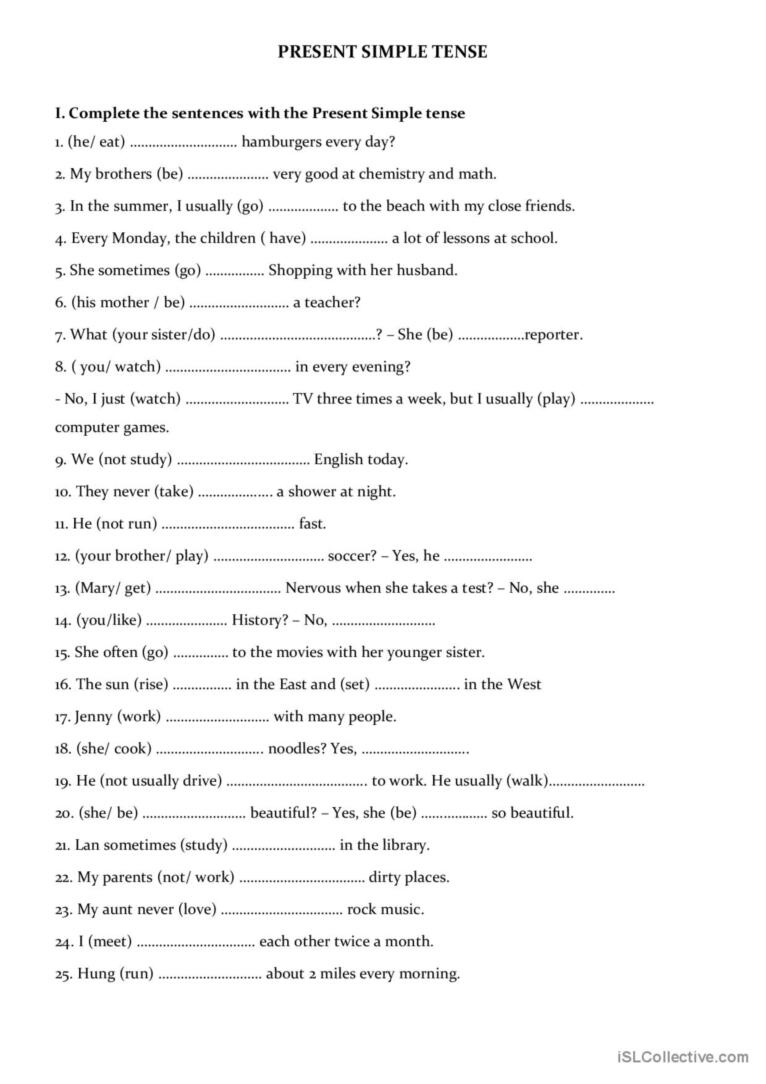 Present Simple Exercise