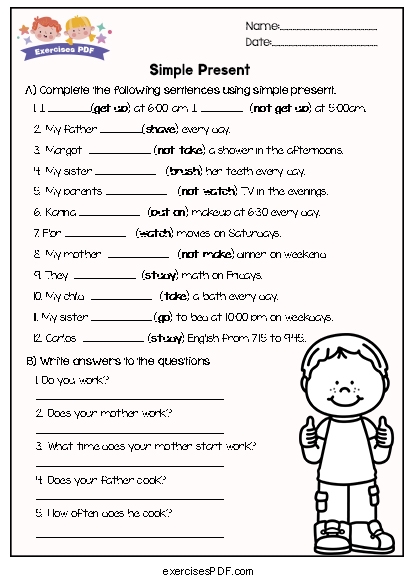 Present Simple Exercises PDF