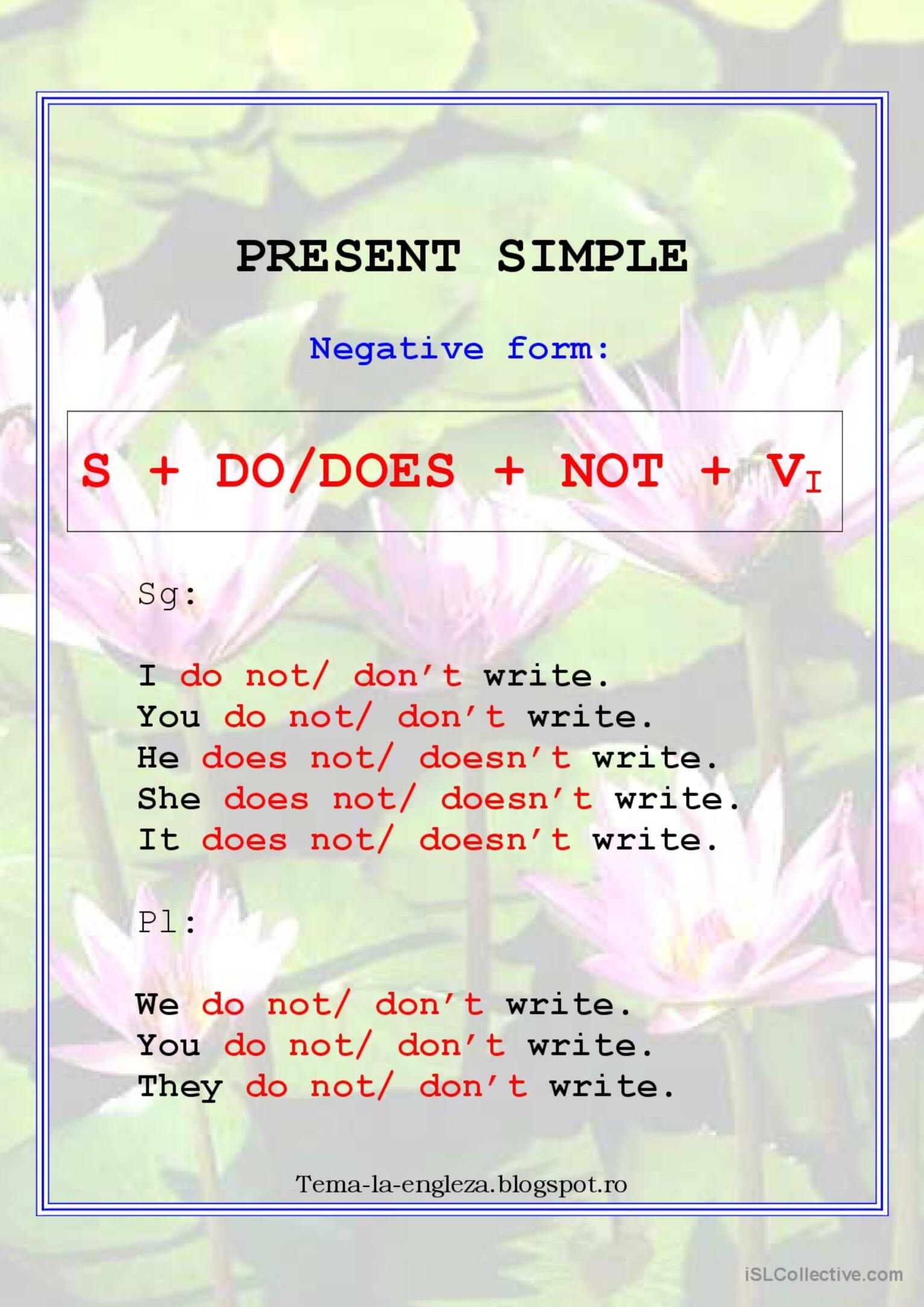 Present Simple General Gramma English ESL Worksheets Pdf Doc