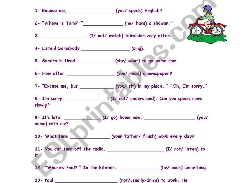 Present Simple Present Continuous Exercises Worksheets Infoupdate