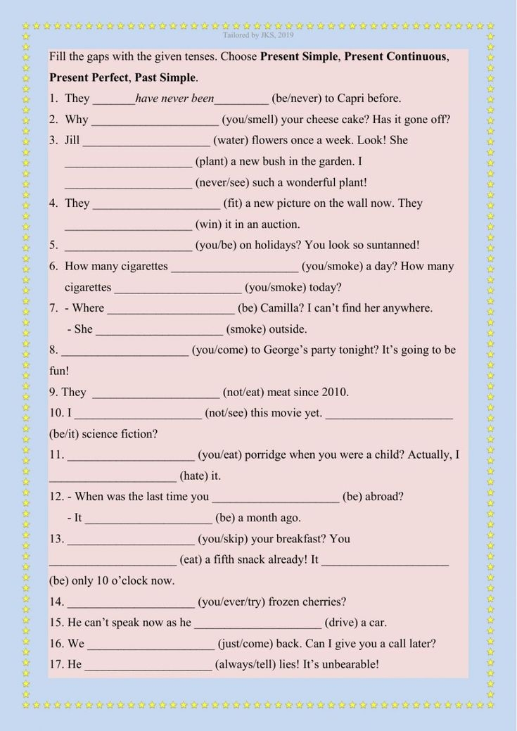 present perfect worksheet online
