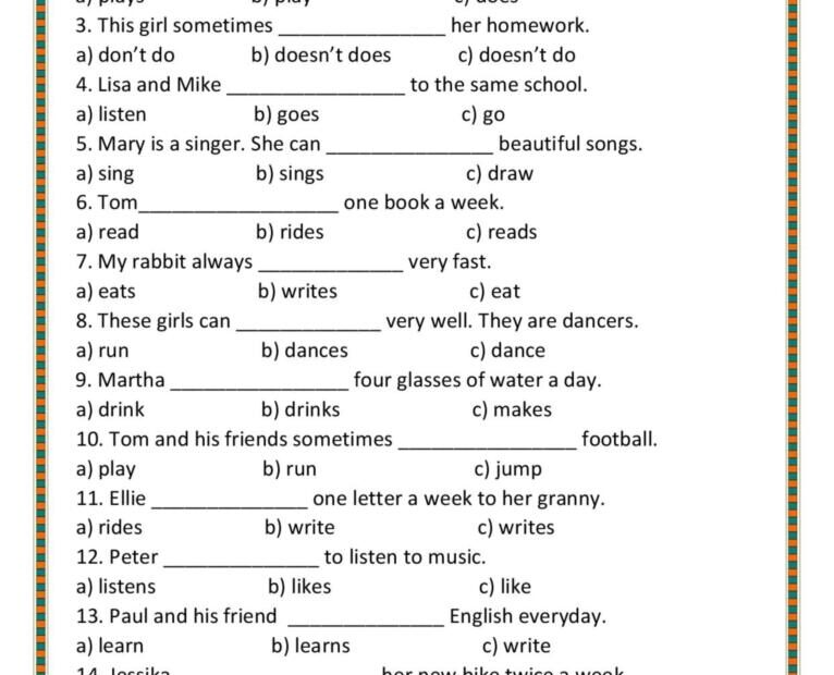 Present Simple Quiz English ESL Worksheets Pdf Doc