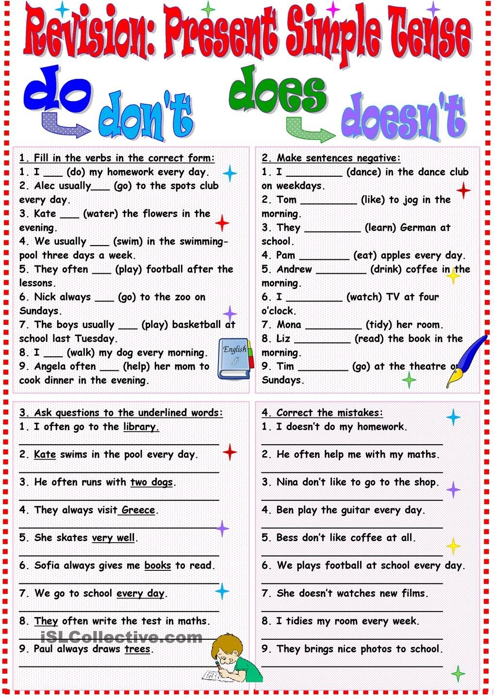 Present Simple Tense Printable Exercises Vrogue co